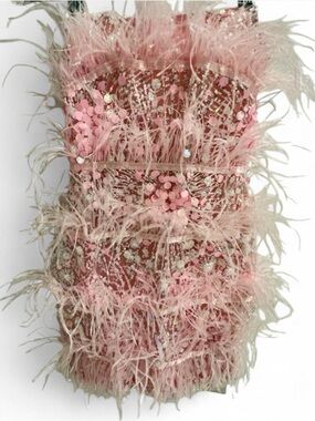 NWT Senara Strapless Sequin Feather Mini Dress from Bella Barnett (Size S)